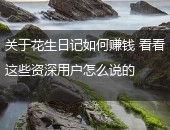 花生日记如何赚钱