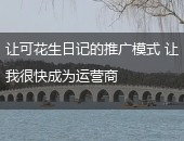 花生日记运营商,花生日记推广