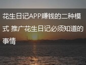 花生日记,花生日记赚钱模式
